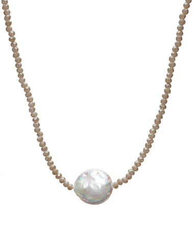 Infinity crystal necklace with freshwater pearl from in2