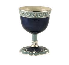 Navy Blue Kiddush Cup with Silver Highlights