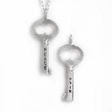 Peace SHALOM key necklace by Emily Rosenfeld